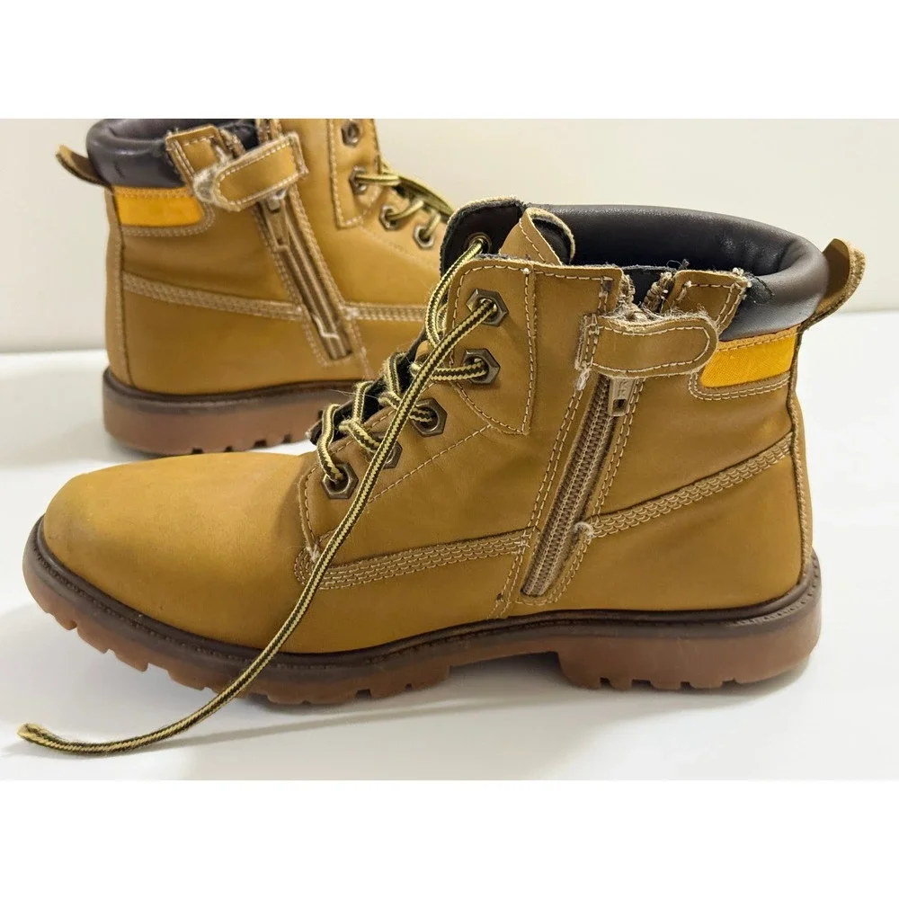 Caterpillar Colorado Boots Kids 3M Tan Side Zip Lace Up Work Boots CK264971